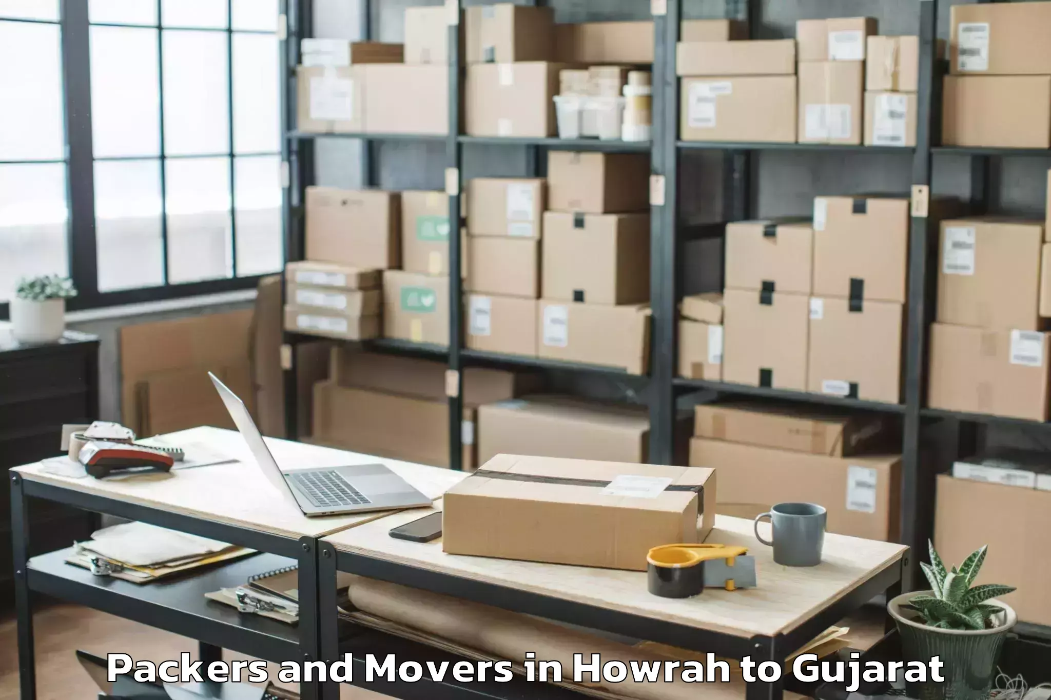 Professional Howrah to Khambha Packers And Movers